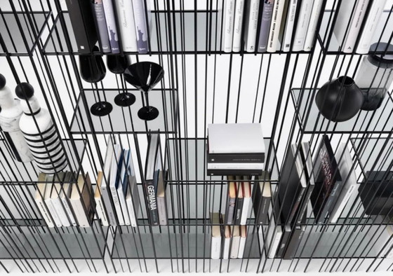 Image 1 of 2X MOGG METRICA WAND BOEKENKAST IN METAAL EN GLAS