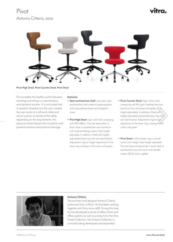 4x Vitra Pivot Stoelen – Bureaustoelen, Plastic, Textile (photo 7 of 7)