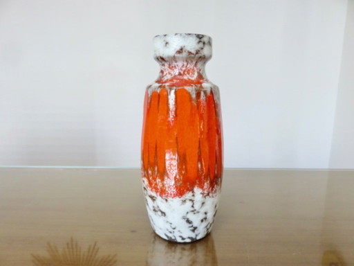 Vase en céramique "fat lava" orange, West Germany, 1970