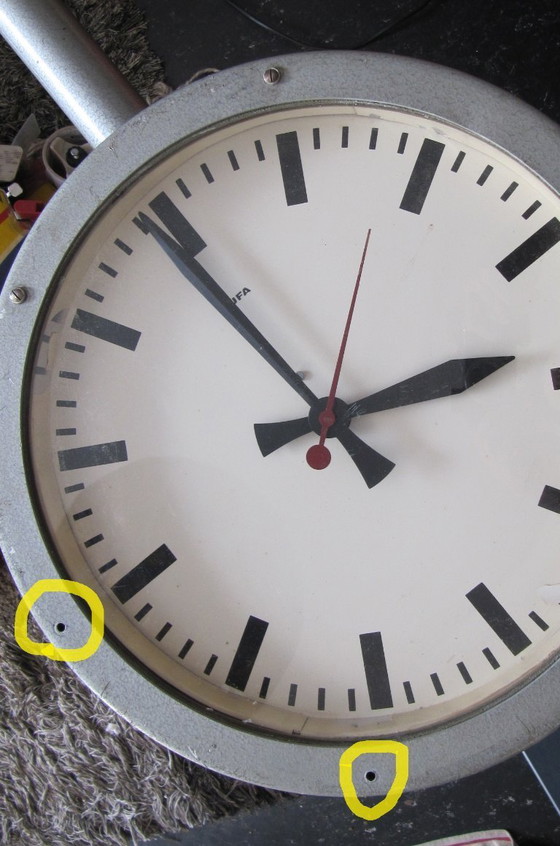 Image 1 of Vintage Double-Sided Station Clock NUFA