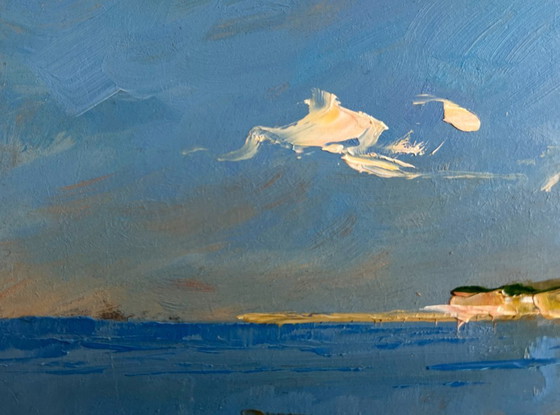 Image 1 of Origineel olieverfschilderij: Zeekustlandschap, de stille adem van de zee.