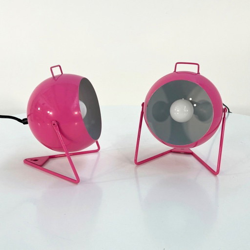Coppia di lampade da tavolo o da parete Pink Eye, anni '70