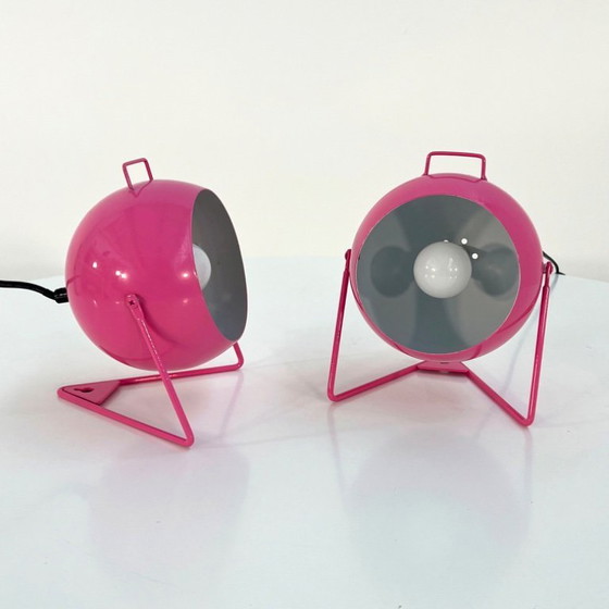 Image 1 of Coppia di lampade da tavolo o da parete Pink Eye, anni '70