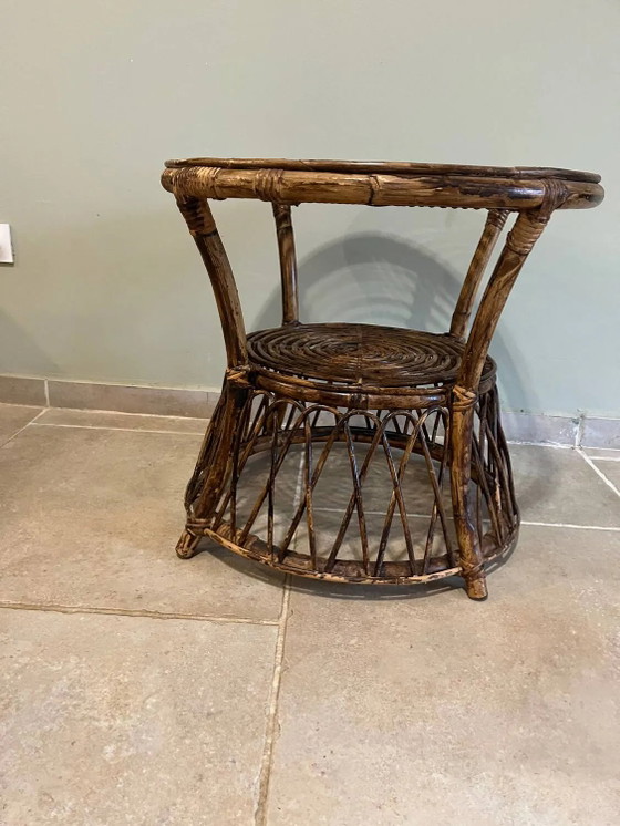 Mesa redonda de ratán – Mesas de centro, Wicker, Rattan, Vintage (photo 9 of 15)
