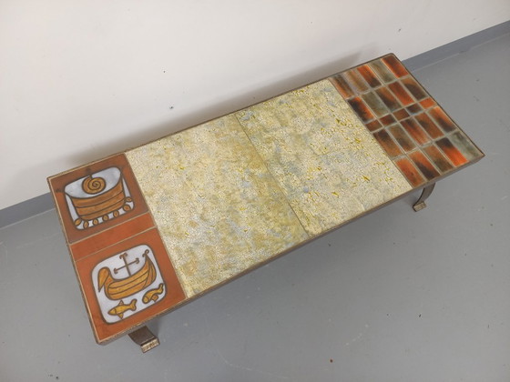 Image 1 of Vintage coffee table by Jean Gregorieff for Roche Bobois in ceramic and steel from the 60s and 70s