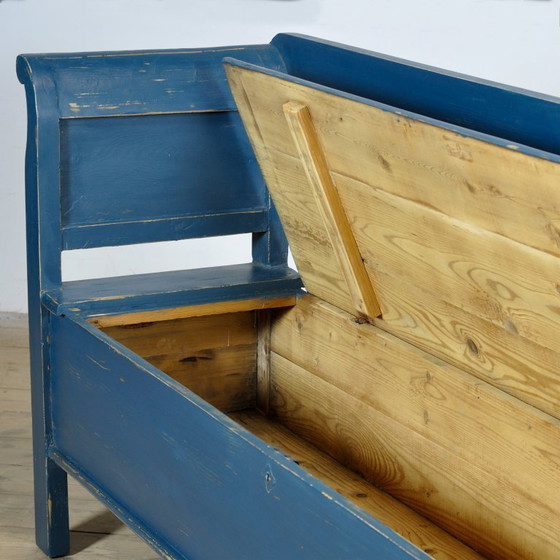 Image 1 of Antike Kiefernholzbank mit Klappsitz, 1900er Jahre