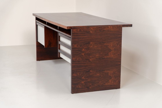 Rare double-sided “Vario” desk by Werner Wölfer for V-Form (Belgium, 1960s)., V Form, Wood, Brown, Vintage (photo 6 of 24)