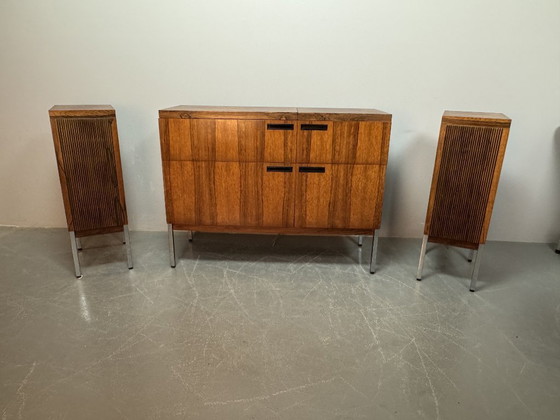 Image 1 of Mid-Century Blaupunkt Arizona Stereo Console with Integrated PE2010 Turntable and Matched Rosewood Veneer Speakers, Germany 1960