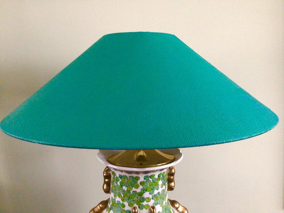 Image 1 of Grote Mid Century Chinese Family Rose Tafellamp Hoogte 76 cm 