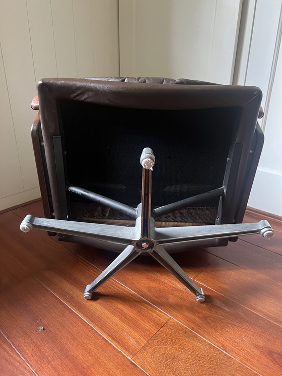 Image 1 of 1x Koningsstoel Collectie Bruin Leer Strässle Zwitserland