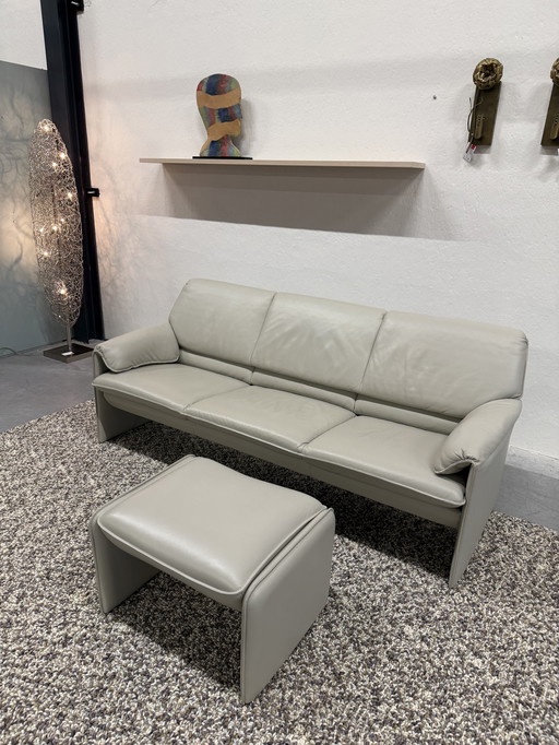 Leolux Bora Beta Sofa 3 Seater with Ottoman Wapiti Chuchubi Leather