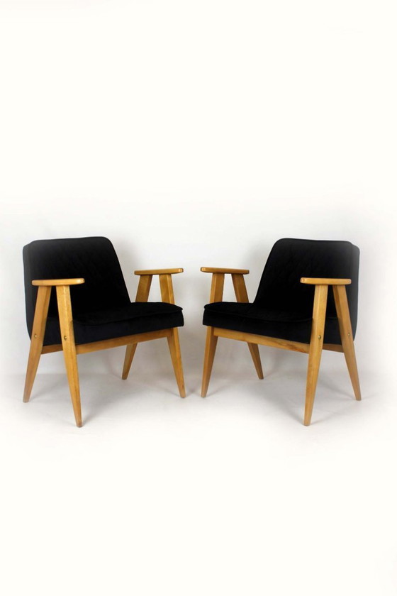 Image 1 of Restored Set of Model 366 Armchairs by Józef Chierowski, Poland, 1960s