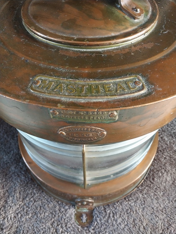 Masthead ship's lantern '20s/'30s, Griffiths & Sons, Table lamps, Glass, Brass, Brown (photo 2 of 7)