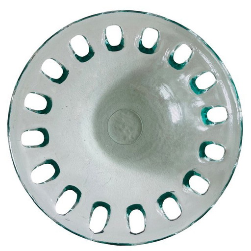 Vintage Spanish bowl recycled glass handmade 1950's