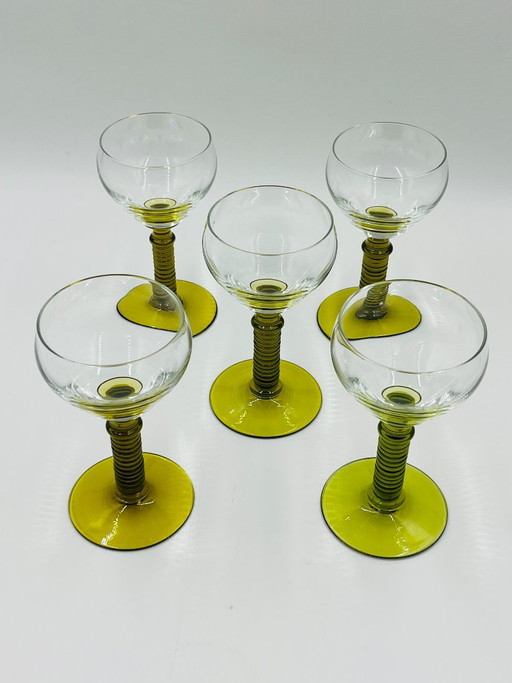 Lot de 5 Verres à Vin Roemer Verts – glazen karaffen, Glass