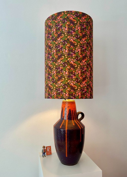 Impressionante lampada da terra Scheurich con smalto luminoso Fat Lava