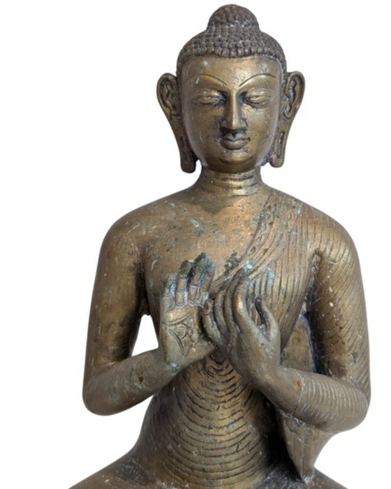 Image 1 of Antique Bronze Shakyamuni Buddha in Dharmachakra Mudra