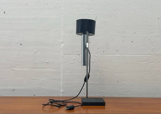 Image 1 of Table lamp with chrome frame and die-cast metal base, 1970s
