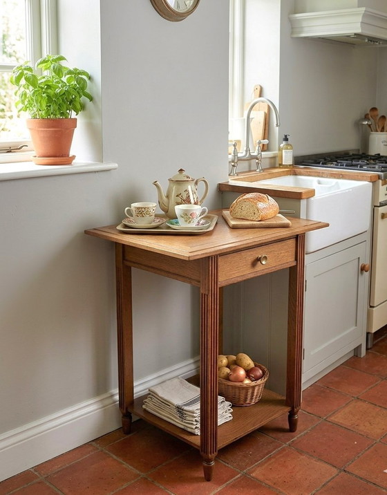 Image 1 of Oak side table – Architectural lines, modernist spirit 1940