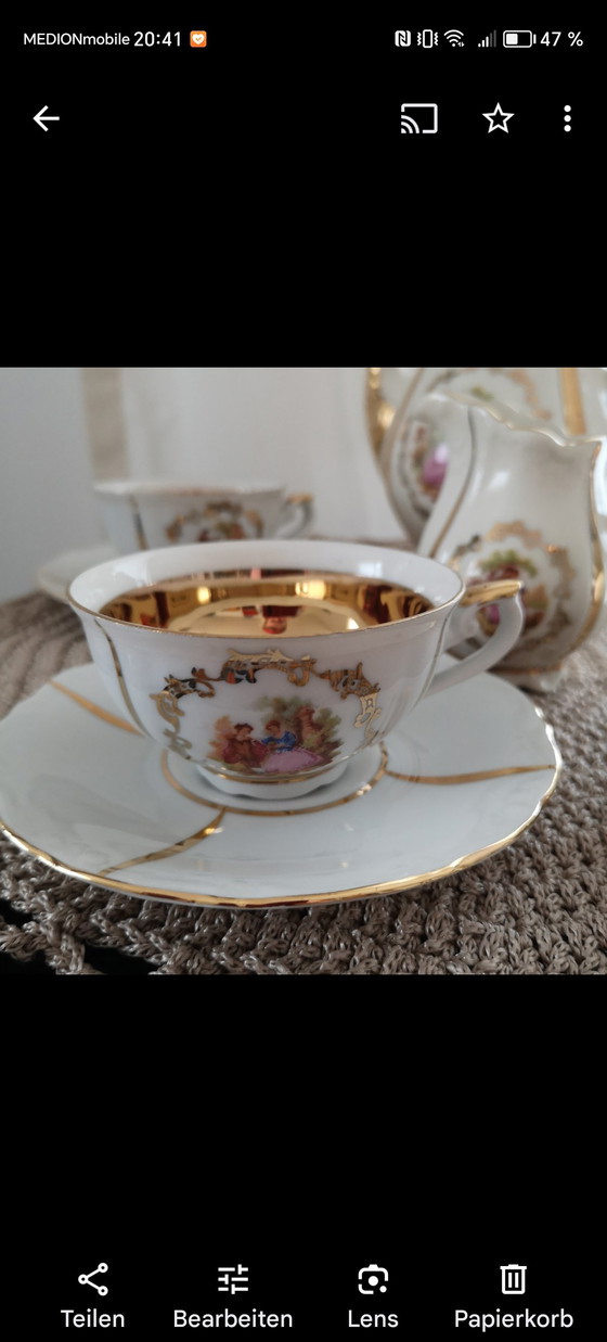 Image 1 of Mocca coffee porcelain service Tete a Tete vintage from Czechoslovakia