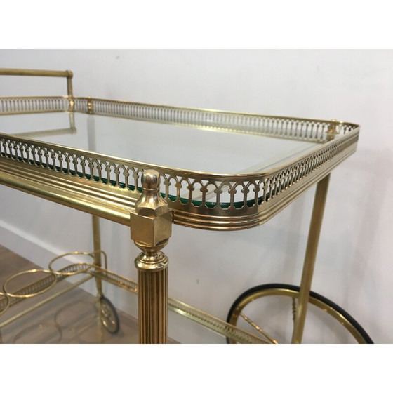 Image 1 of Vintage neoclassical brass rolling table, 1940