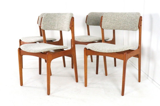 Image 1 of Set of 4 Erik Buch for O.D. mobler dining chairs model 49 vintage upholstered