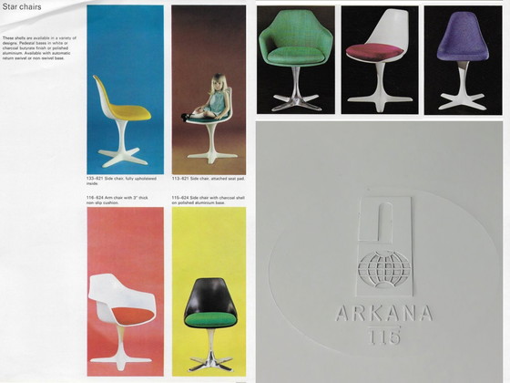 Image 1 of Silla original Arkana Tulip de M. Burke de la colección Star de los años 60. Silla Space Age.