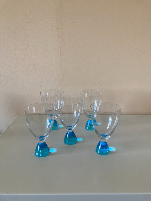 5 bicchieri da vino Din Don Alessandro Mendini per Alessi – glazen karaffen, Glass