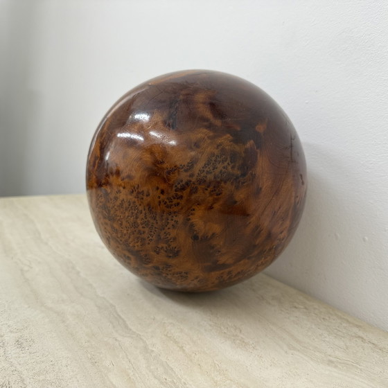 Image 1 of Large antique burl wood ball decorative wooden ball
