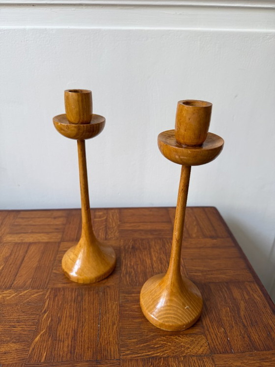Image 1 of Coppia di portacandele in legno