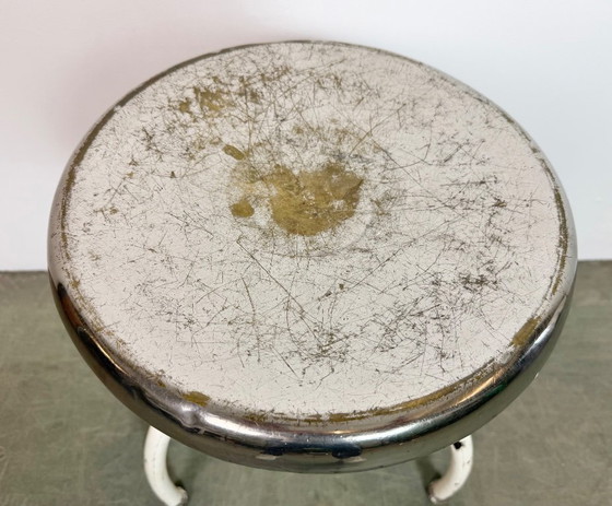 Image 1 of White Industrial Iron Stool, 1960s