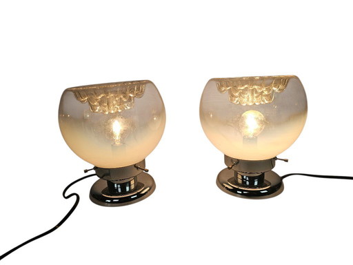 Murano - Mazegga - Carlo Nason - set de lampes de table (2) - verre - chrome - 60's