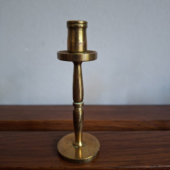 Vintage Brass Candle Holders Mid Century Scandinavian Design. 7 pieces (photo 3 of 8)