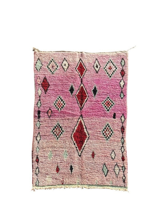 Roze Marokkaans Boujad-tapijt 160x250 cm, wollen tapijt – Tapijt voor moderne interieurs