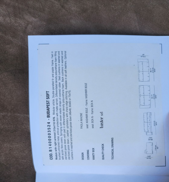 Image 1 of Baxter - Sofá esquinero Budapest Soft de Paola Navone