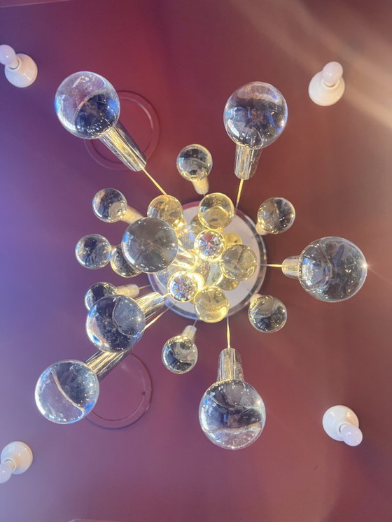 Image 1 of Chrome and glass chandelier by Gaetano Sciolari, Italy, 1960s