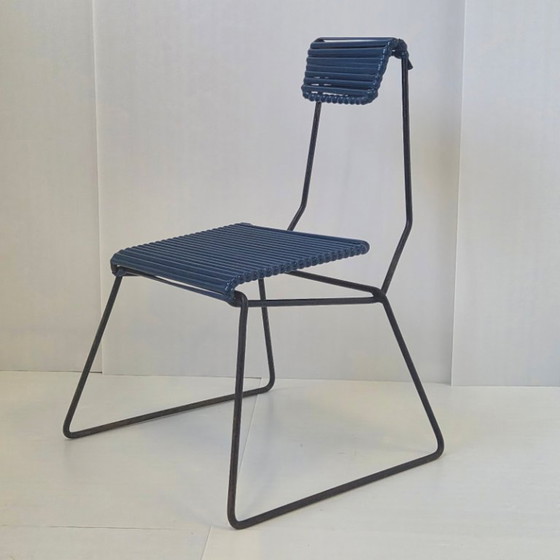 Image 1 of SET OF 3 VINTAGE 1950S METAL & PLASTIC SCOUBIDOU CHAIRS 50S ROCKABILLY