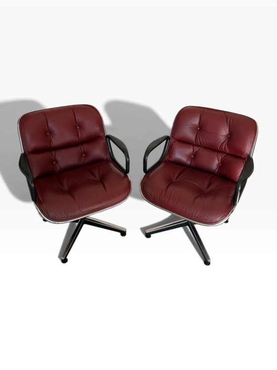 Paire de Fauteuils Executive Charles Pollock Knoll Cuir Bordeaux – Leather (photo 2 of 11)