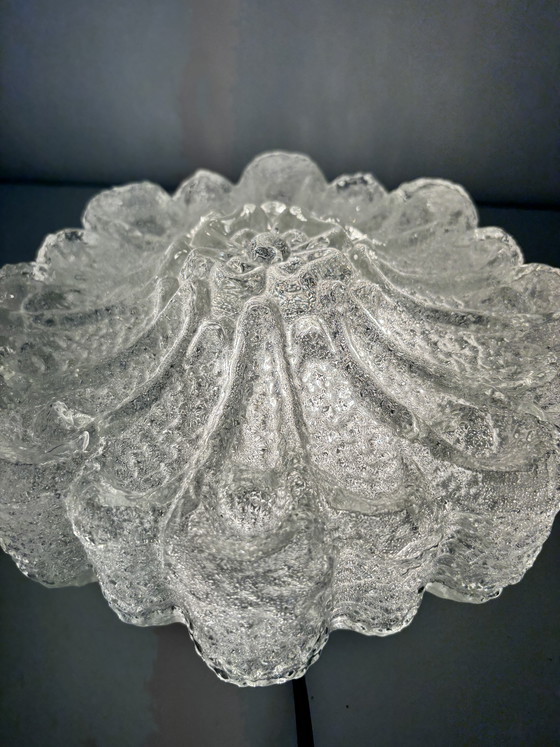 Image 1 of Vintage Ijsglas Plafonnière "Morgenstjerne" Iced Flower– West-Duitsland