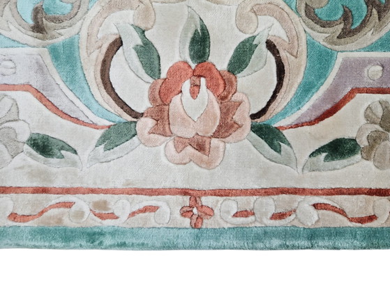 Image 1 of Hand-knotted Oriental Silk Carpet Aubusson Mint New 93x153cm