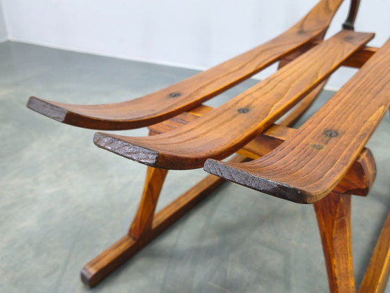 Image 1 of 1930s Czech Oak Art Deco Sled