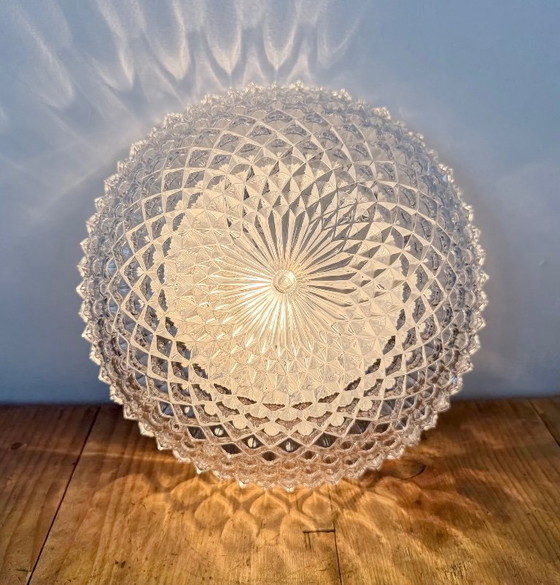 Vintage glazen wand- of plafondlamp uit de jaren 70. – Wandlampen, Glass, Metal (photo 10 of 15)