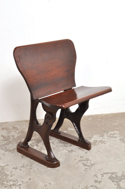 Antique Conductor's Seat in Chestnut, 1890s