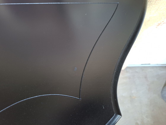 Image 1 of Table d'appoint noire, console murale de style baroque ou Queen Anne, dimensions : 78 x 39 cm et 79 cm de hauteur.