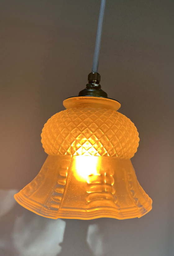 Vintage Glazen Hanglamp Met Messing Fitting – Hanglampen, Glass (photo 2 of 6)