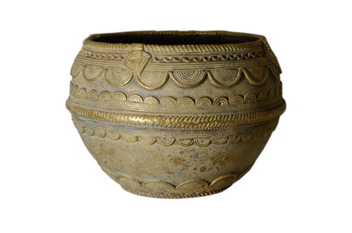 Antike Bronzevase, Schale, ethnischer Topf, handgefertigt in Indien – decoratieve objecten (photo 2 of 6)