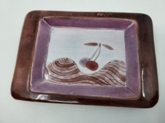 Image 1 of Cloutier Brothers trinket tray in glazed ceramic, Rose, France, 1950