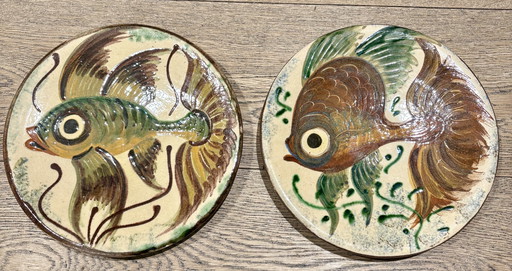 Set di 2 piatti da parete catalani con decorazione a forma di pesce – Puigdemont – Ø 24 cm