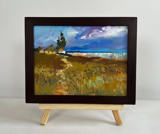 Original Oil Painting Summer Coastal Landscape After the thunderstorm