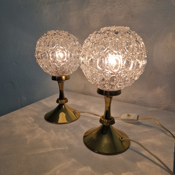 Image 1 of Two gold vintage lamps, bedside lamps